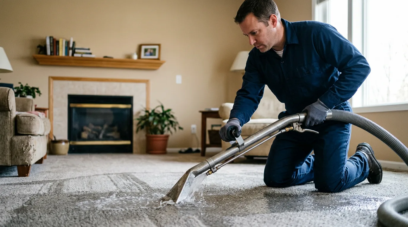 Water damage restoration technician working near Burden, KS